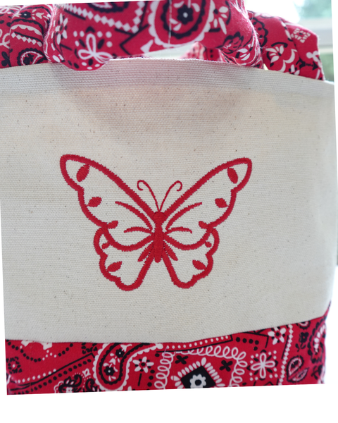 Tote bag - Embroidered butterfly canvas tote bag