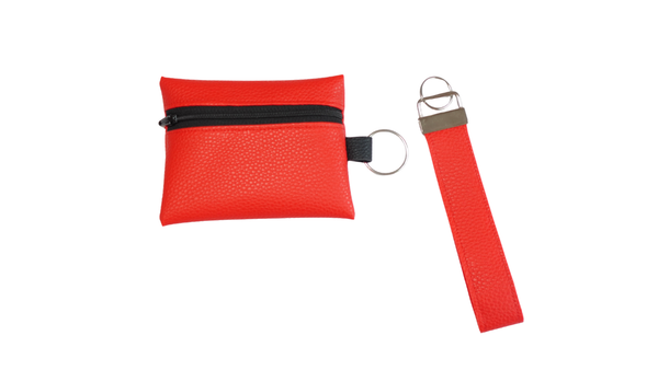 Red Faux Leather Keyring set
